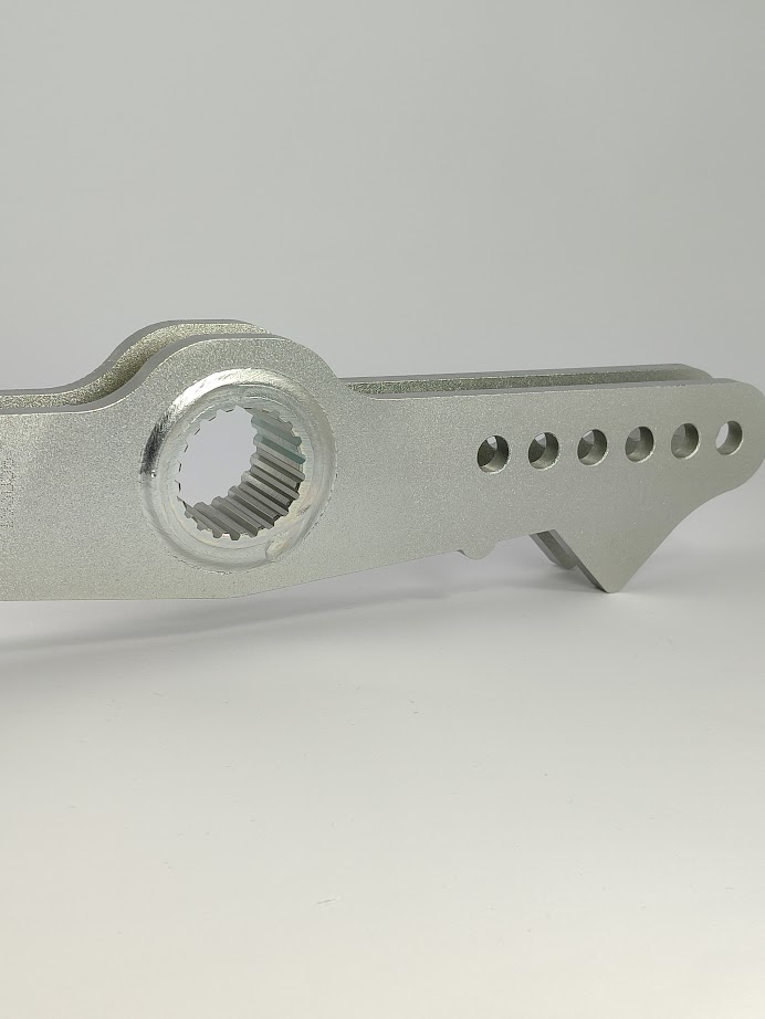 CNC milled lever with precision spline
